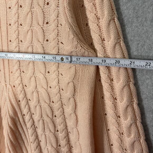 One The Land Sweater Medium Pink Cable Lace Up Back Flowy Feminine Twee Coquette - Picture 8 of 13